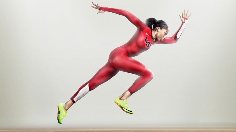 Allyson Felix, nike, running, athlete, women, red (horizontal)