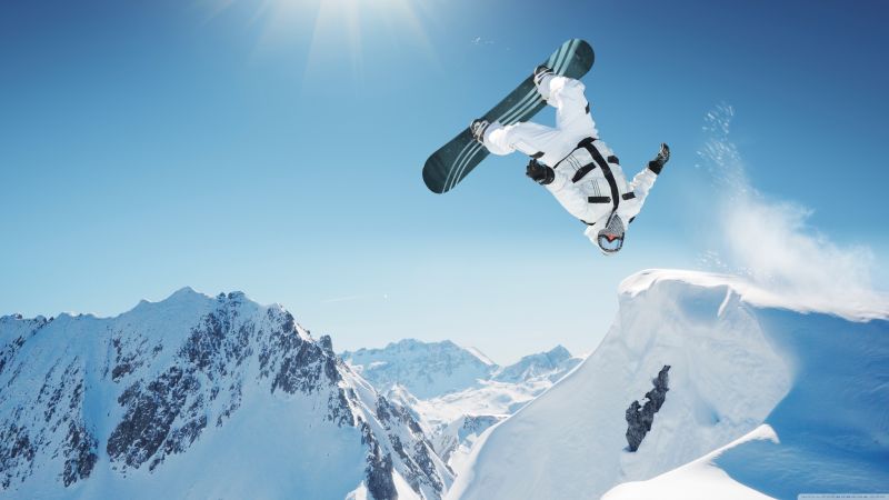 Extreme snowboarding, winter, jump, snow (horizontal)