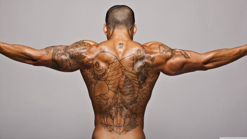 Bodybuilding, motivation, Training, back, tatoo (horizontal)