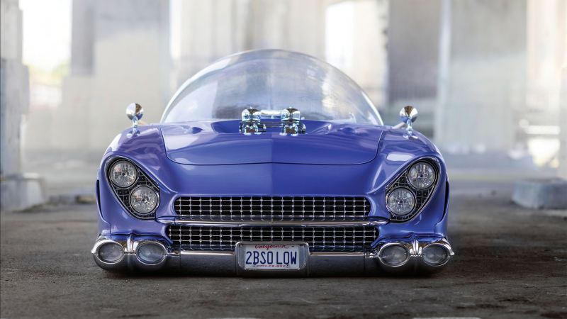 Ford "Beatnik" Bubbletop Custom, 1955, retrofuture, future, blue (horizontal)