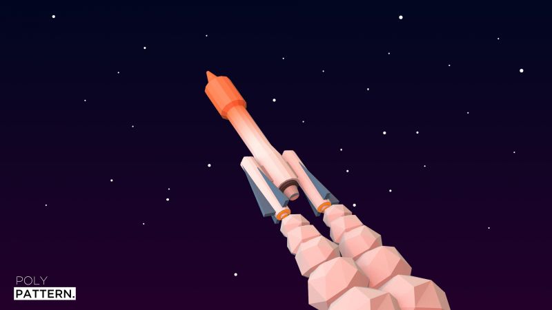 rocket launch, 4k, 5k, iphone wallpaper, low poly, minimalism (horizontal)