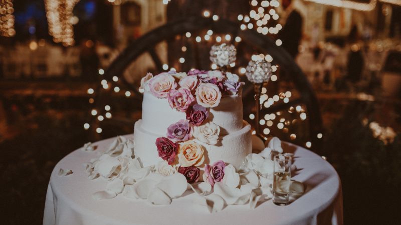 wedding cake, flowers, 4k (horizontal)