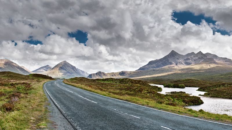 Isle of Skye, Scotland, Europe, road, mountain, travel, 8k (horizontal)