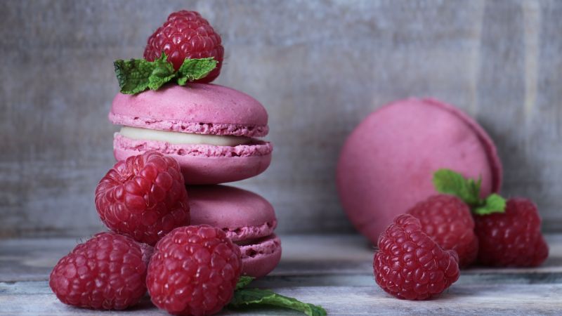 macarons, raspberries, mint, delicious, 5k (horizontal)