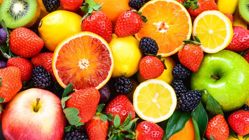 fruit, apple, orange, strawberry, lemon, blackberry, 5k (horizontal)