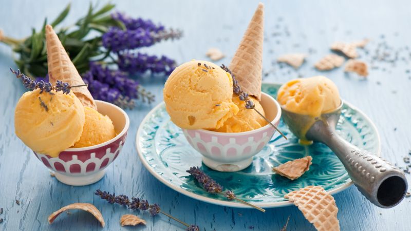 ice cream, lavender, delicious, 4k (horizontal)