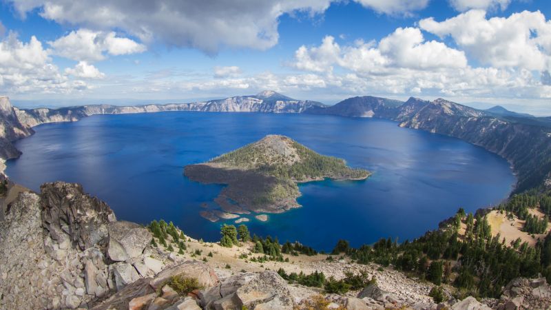 Crater Lake, USA, mountain, nature, 4k (horizontal)