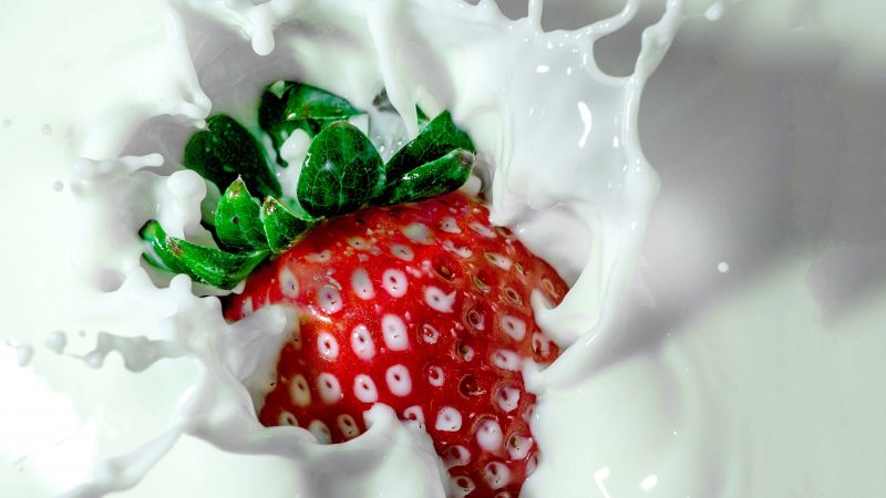 strawberry, milk, delicious, 4k (horizontal)