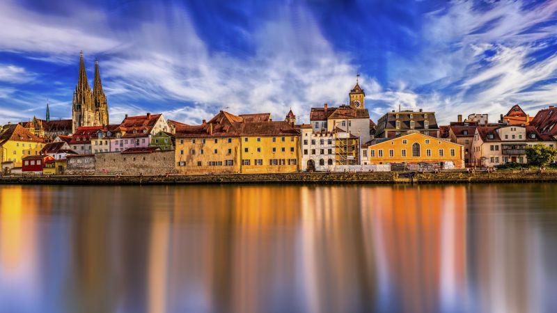 Regensburg, Germany, river Danube, 8k (horizontal)