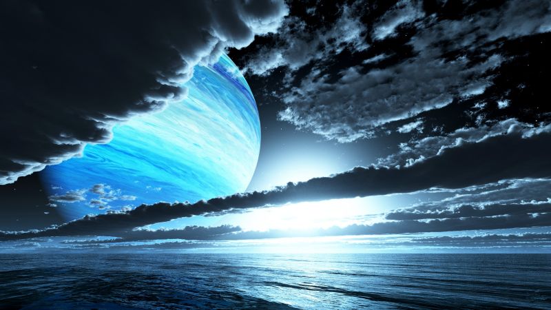 planet, clouds, ocean, 4k (horizontal)