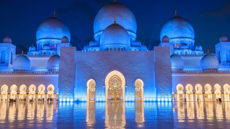 Sheikh Zayed Mosque, Abu Dhabi, night, 8k (horizontal)