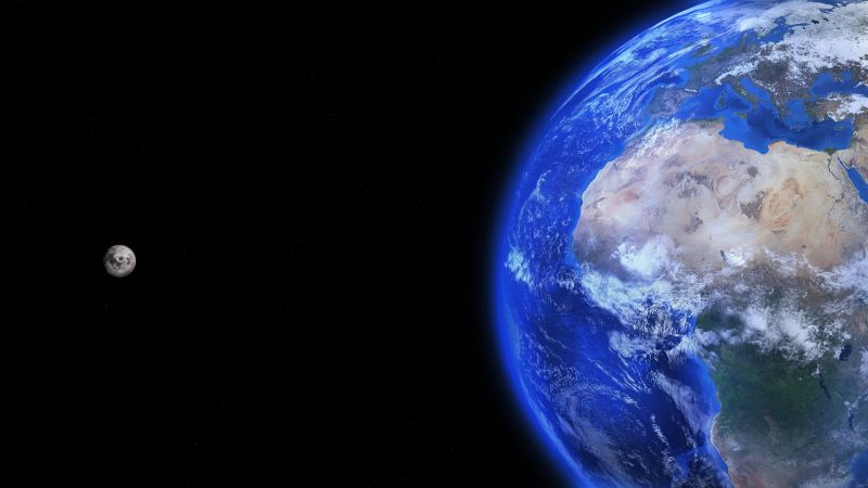 Earth, Moon, planet, galaxy, 4k (horizontal)