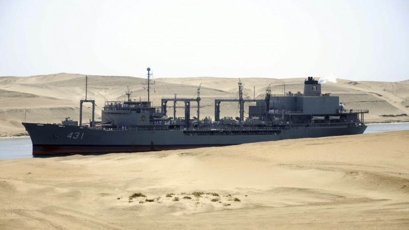 Kharg, replenishment oiler, Ol-class, Iranian Navy, warship, convoy, Suez Canal (horizontal)