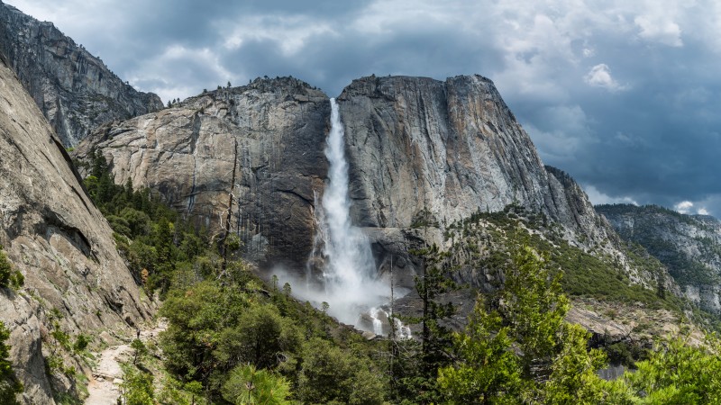 yosemite, 5k, 4k wallpaper, 8k, forest, OSX, apple, waterfall (horizontal)