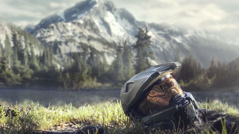 Halo Helmet, Master Chief, Halo, 4K (horizontal)