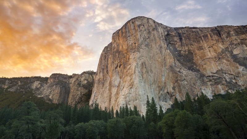 El Capitan, 5k, 4k wallpaper, 8k, forest, OSX, apple, mountains, sunset (horizontal)