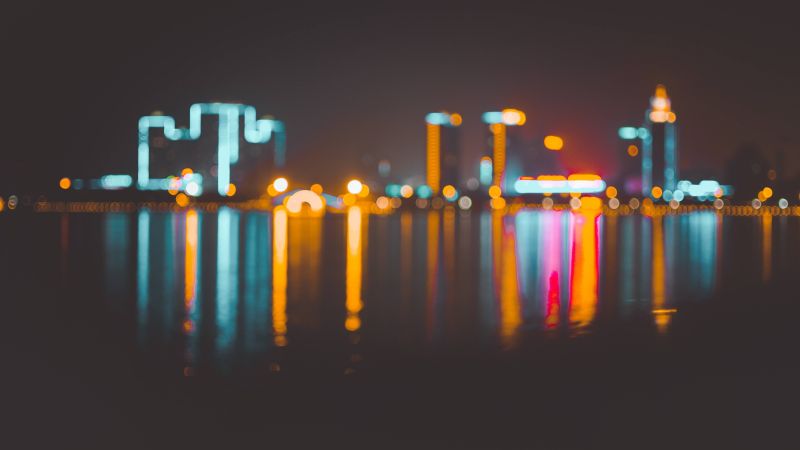 Blur, Bokeh, City, Night, 4K, 6K (horizontal)