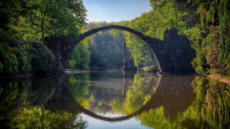 Rakotzbrücke Devil's Bridge, Germany, Europe, 5K (horizontal)