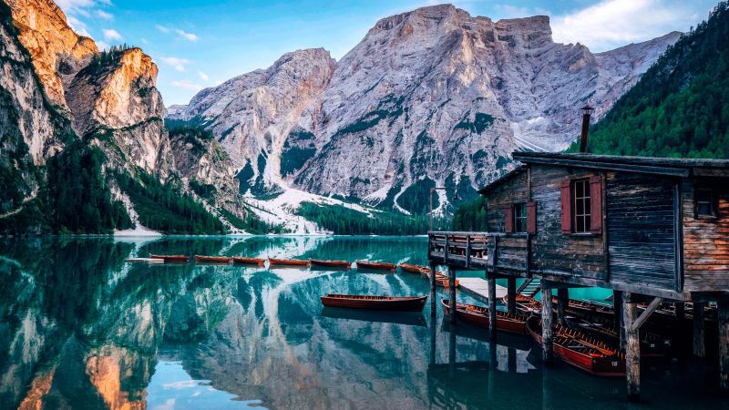 Pragser Wildsee, lake, Italy, Europe, 4K (horizontal)