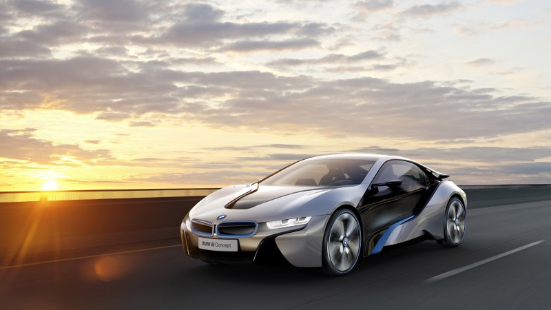 BMW i8, 4k, HD wallpaper, electric cars, MCV, carbon, luxury cars, Gran Turismo, Best Electric Cars 2015, GT, BMW, Project I, side, sunset (horizontal)