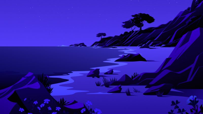 iOS 14.2, artwork, night, 4K (horizontal)