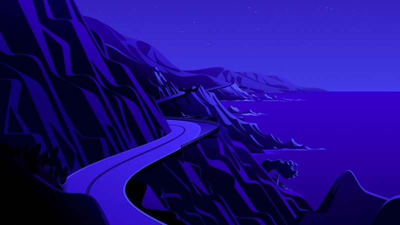 iOS 14.2, artwork, night, 4K (horizontal)