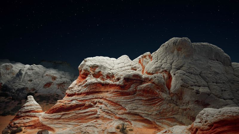 iOS 14.2, Desert, Valley, Night, 4K (horizontal)