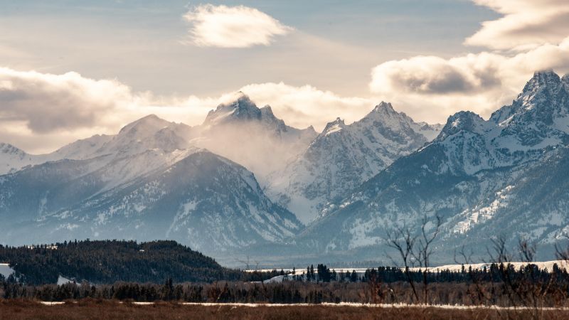 Tetons National Park, Wyoming, USA, mountains, 8K (horizontal)