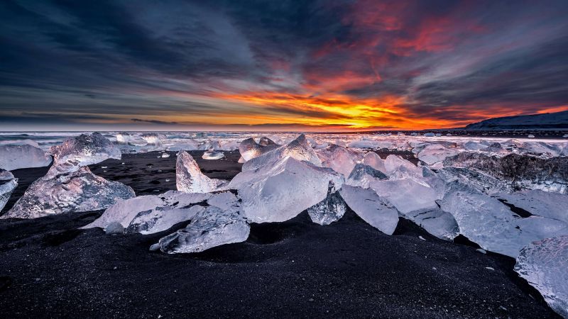 Gletschersee Jökulsárlón, Island, ice, snow, winter, 4K (horizontal)