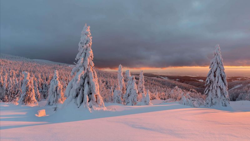 winter, snow, ice, sky, 5K (horizontal)