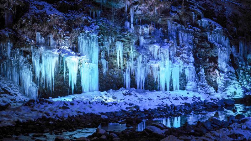 ice, rocks, dark, 5K (horizontal)