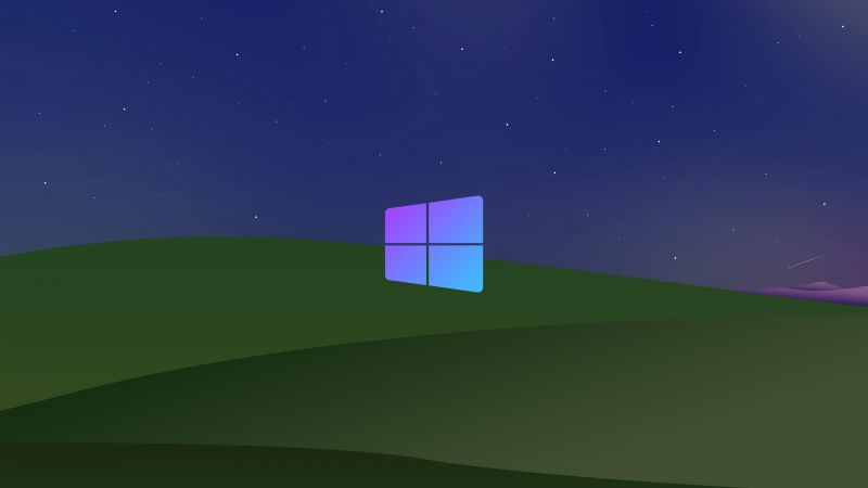 Windows XP, night, Microsoft, 8K (horizontal)