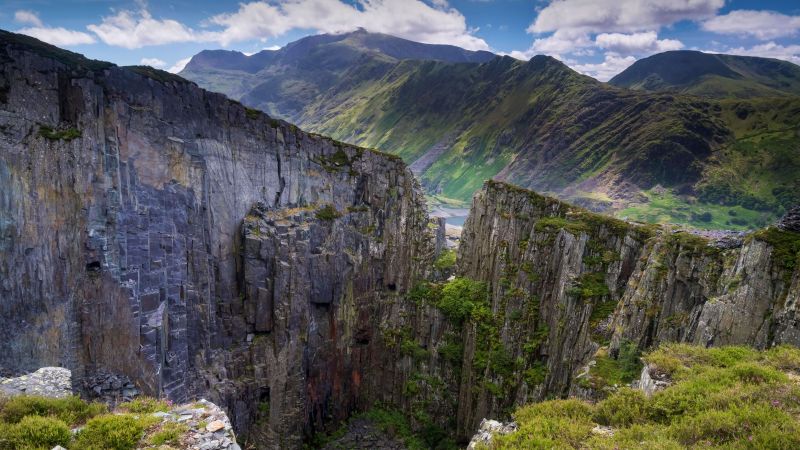 mountains, rock, clouds, 5K (horizontal)