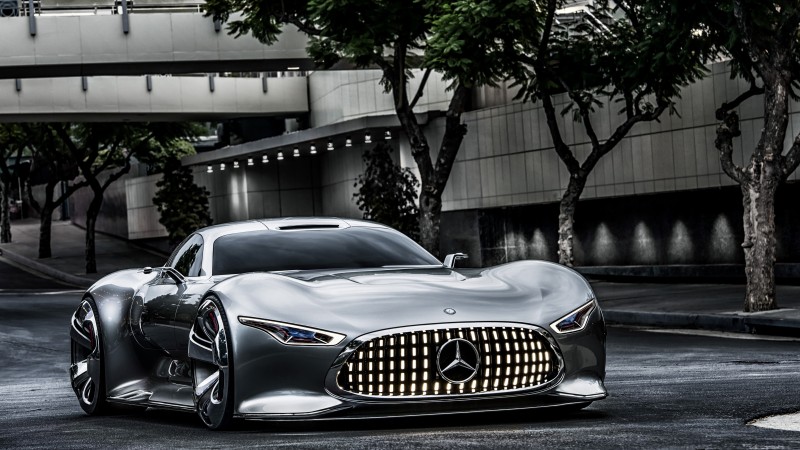 Mercedes-Benz AMG Vision, 5k, 4k wallpaper, supercar, Gran Turismo, concept, Mercedes, 2015 car, silver, front, test drive (horizontal)
