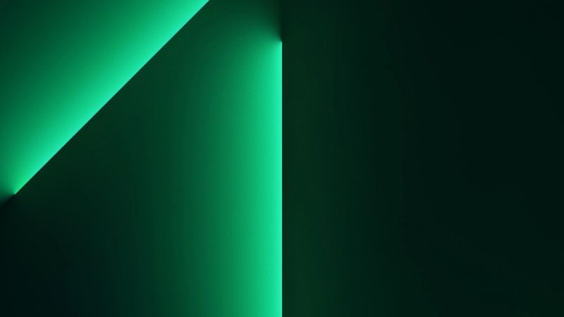 iPhone 13 Pro, Alpine Green, light beams, abstract, iOS 16, 4K (horizontal)