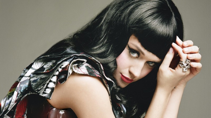 Katy Perry, artists, music, brunette, red lips, jewel, portrait (horizontal)