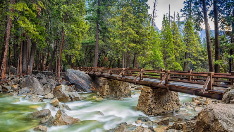 Yosemite, 5k, 4k wallpaper, 8k, forest, OSX, apple, mountains, bridge (horizontal)