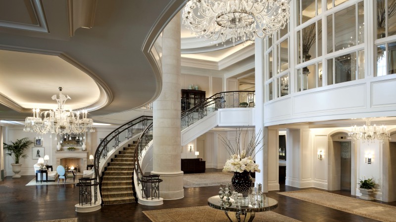 Mandarin Oriental Hotel, classical, white, rich, castle, inside, stairs, room, living room, fire, comfort, place (horizontal)