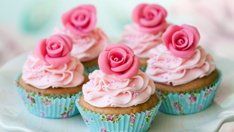 Muffins, flowers, pink, cupcake (horizontal)