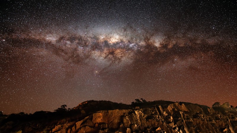 night sky, stars, night, Milky Way, mountains, land (horizontal)