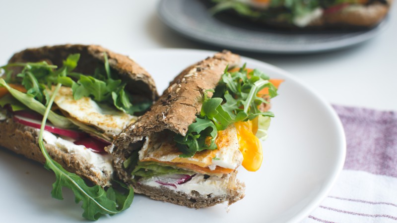 Baguette, radishes, vegetables, sandwich (horizontal)