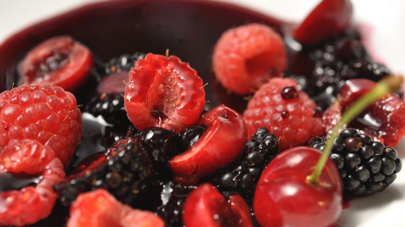 Salad, berries, raspberry, cherry (horizontal)