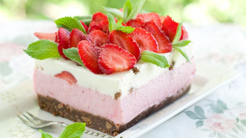 Cake, strawberry, mint, berries (horizontal)