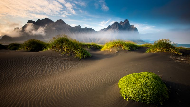 Reykjavik, 5k, 4k wallpaper, Iceland, mountain, sand (horizontal)