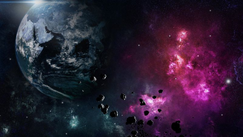 Earth, planet, space, nebula, explosion (horizontal)