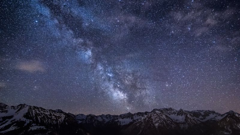 Bad Hindelang, 4k, HD wallpaper, Germany, Stars, night, mountains, nebula, Milky Way (horizontal)