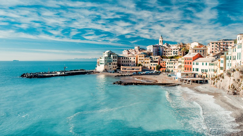 Italy, coast, 5k, 4k wallpaper, 8k, Tyrrhenian Sea, houses, sky, clouds, booking, rest, travel (horizontal)