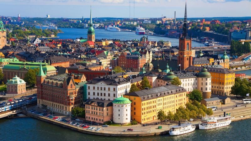 Stockholm, Sweden, Vaxholm Mariefred, old town (horizontal)