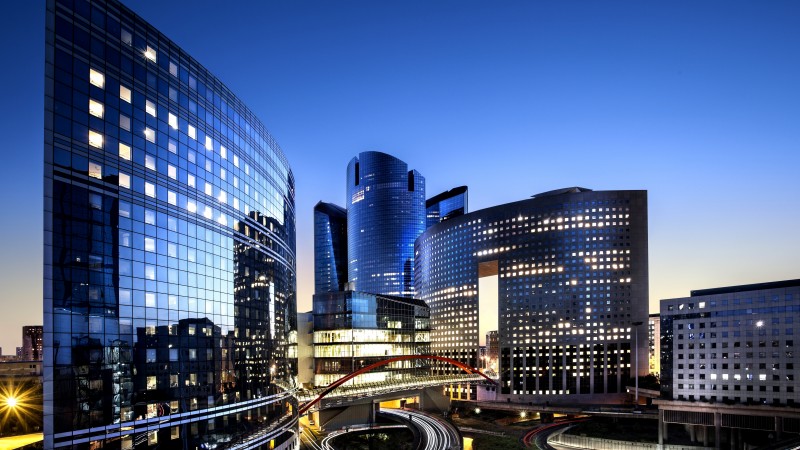 France, Paris, Defense, city, night, dusk, buildings, skyscrapers, travel, booking (horizontal)