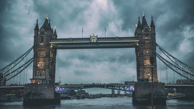 Tower Bridge, London, Thames, clouds (horizontal)